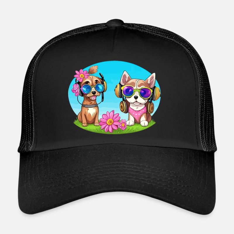 Zwei hund mit sonnenbrille Trucker Cap