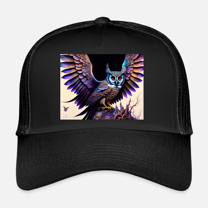 Hibou - Casquette trucker  - noir/noir