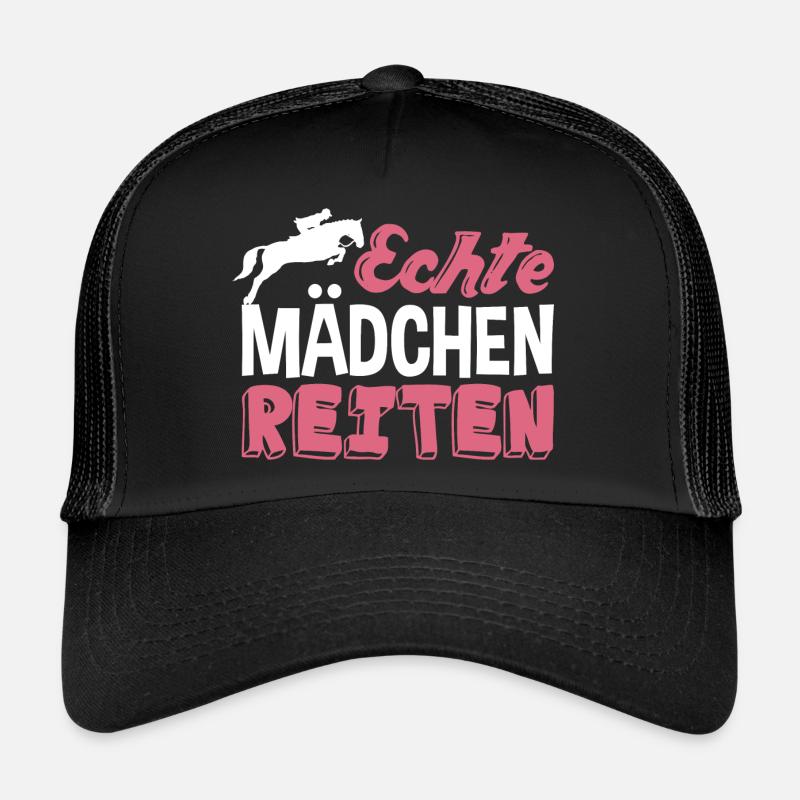 Echte Mädchen reiten - Trucker Cap - Schwarz/Schwarz