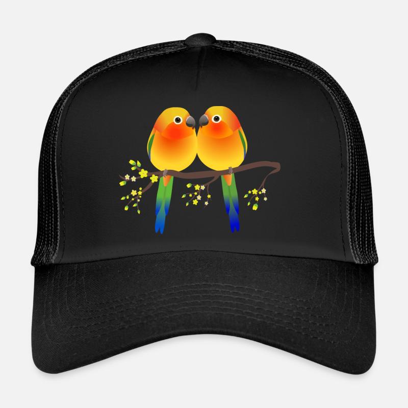 Two cute sun parakeets - Trucker Cap - black/black