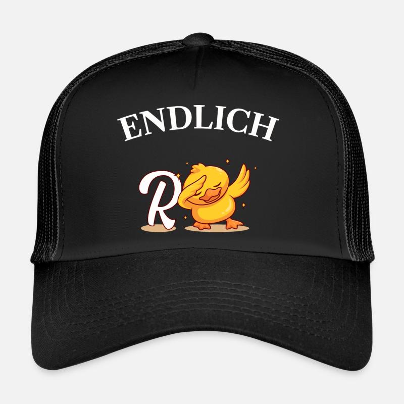 Endlich Rente Humor Ente Geschenk - Trucker Cap - Schwarz/Schwarz