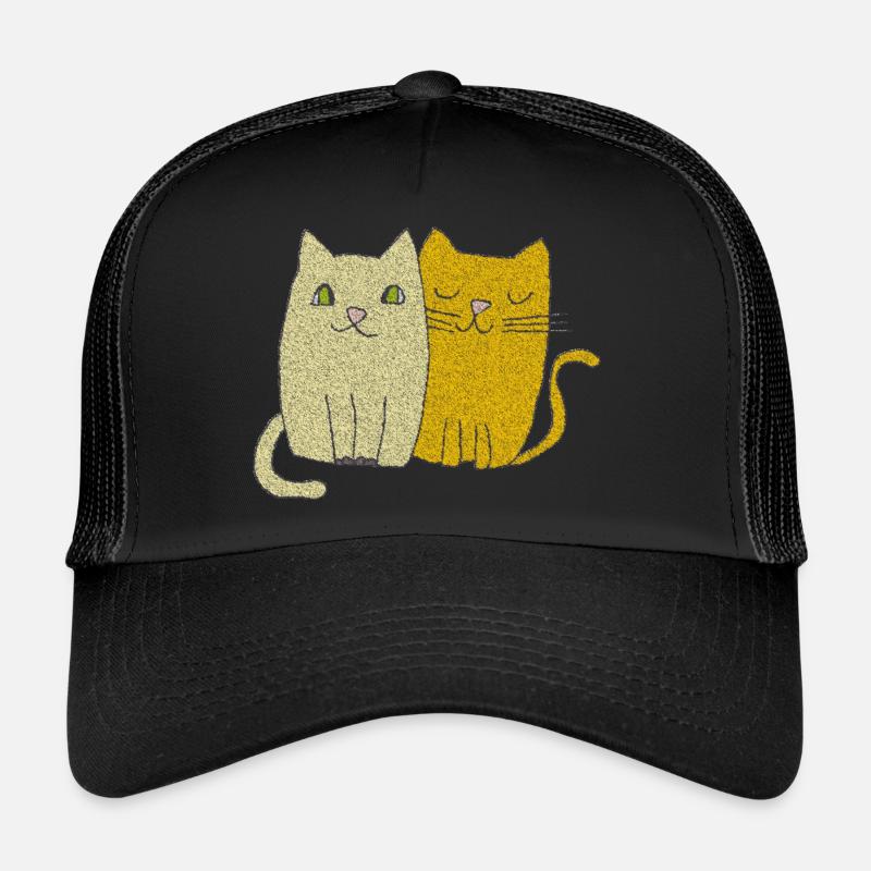 katzen liebe - Trucker Cap - Schwarz/Schwarz