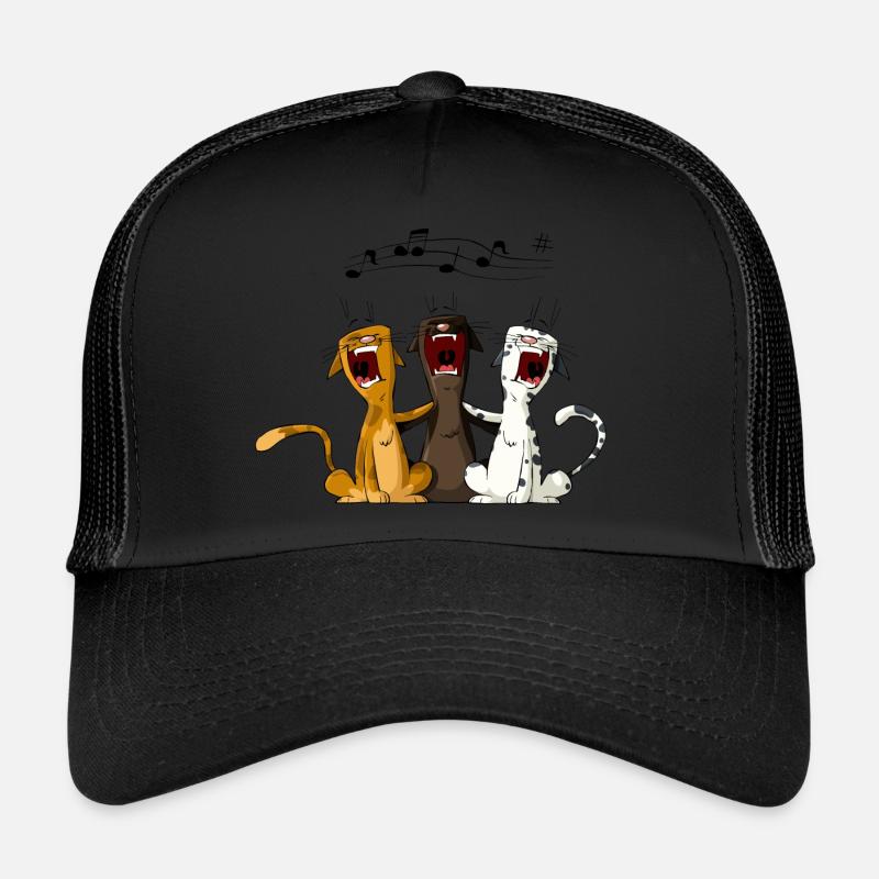 Singende Katzen - Trucker Cap - Schwarz/Schwarz