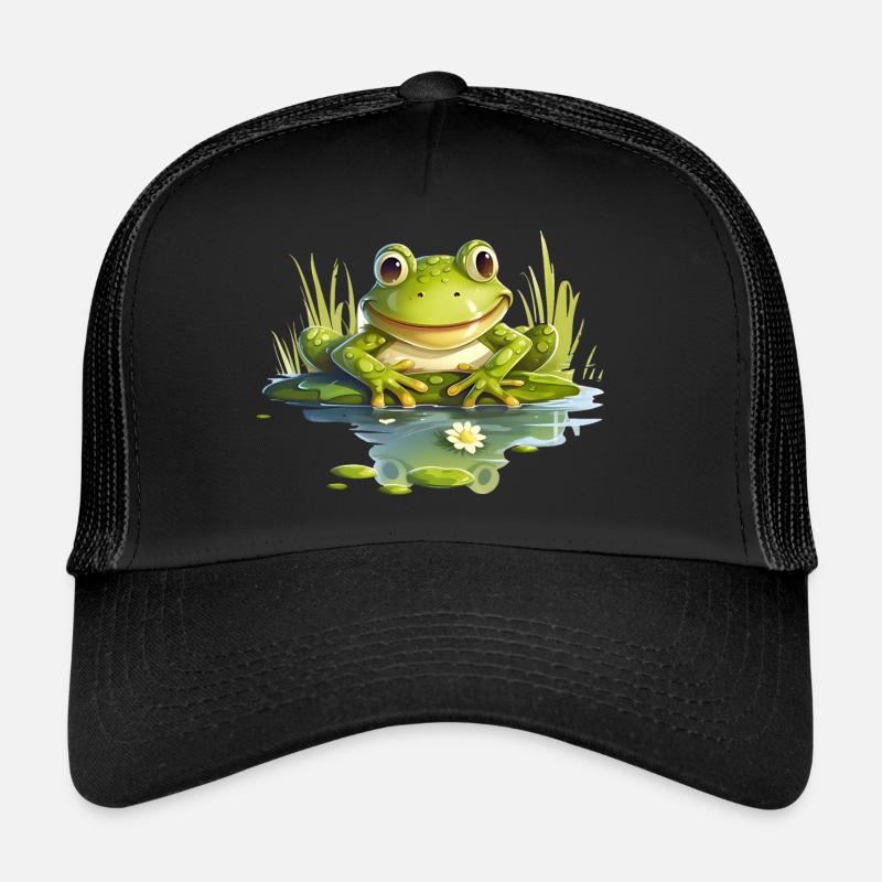 Ein lustiger Frosch sitzt am Ufer Trucker Cap