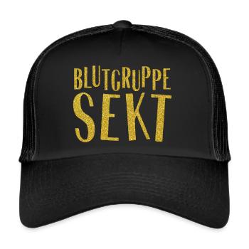 JGA Braut Sekt - Trucker Cap - Schwarz/Schwarz - Vorne