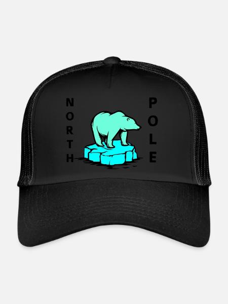 Ours polaire Pôle Nord - Casquette trucker  - noir/noir - Devant