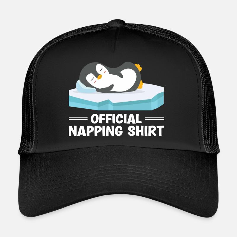 Amoureux du pingouin endormi Pingouin mignon Sieste Casquette trucker 