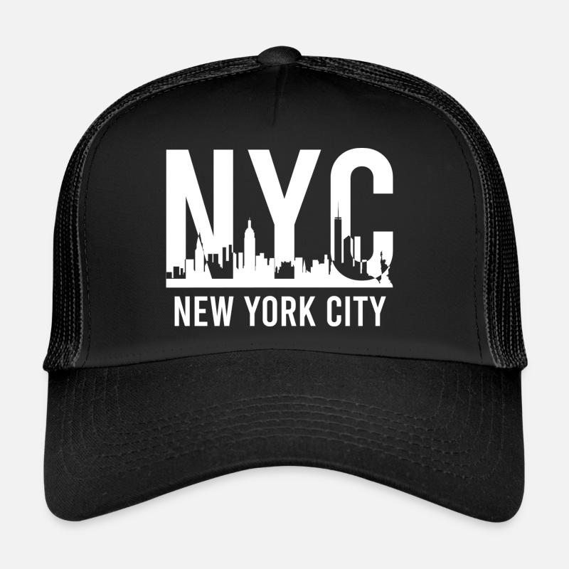 NYC Skyline Series -wht print Trucker Cap