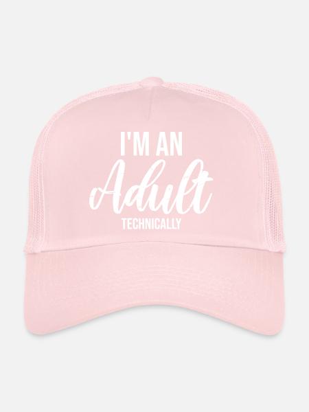 Je suis un adulte techniquement techniquement adulte blague - Casquette trucker  - rose pâle - Devant