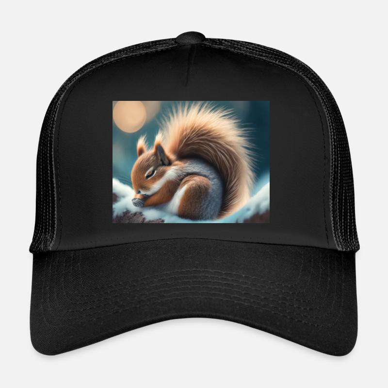 Cute animals doing hibernation – squirrel Trucker Cap