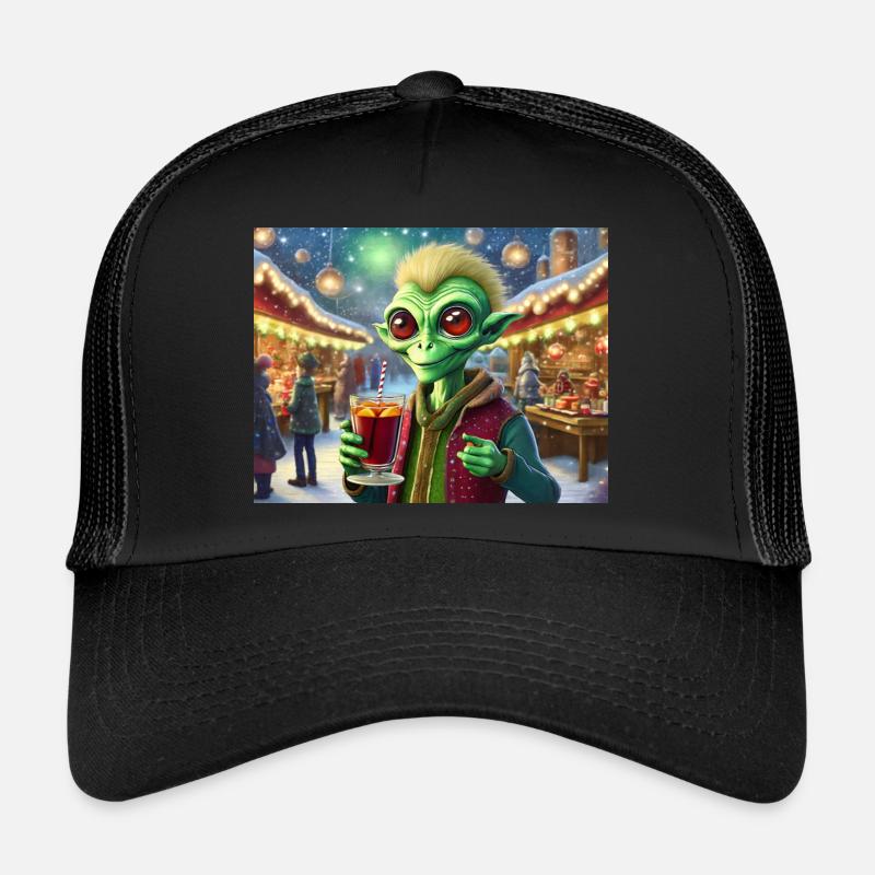 extraterrestre boit du vin chaud à Noël Casquette trucker 