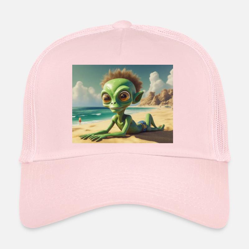 mignon petit vert rétro vintage extraterrestre bain de soleil Casquette trucker 