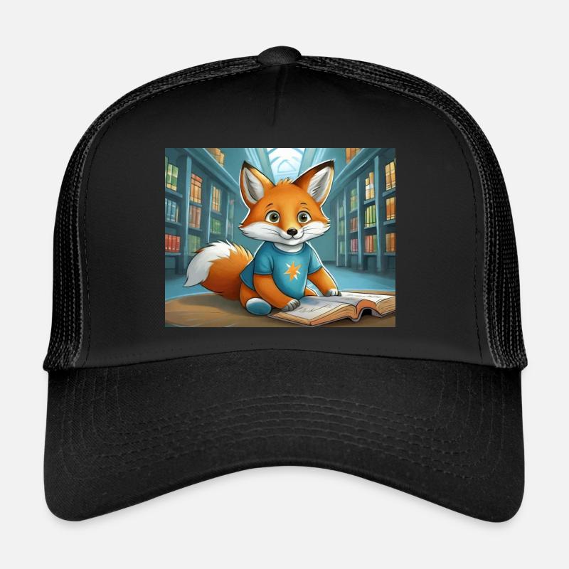 cute little fiend fox everyday life – is reading Trucker Cap
