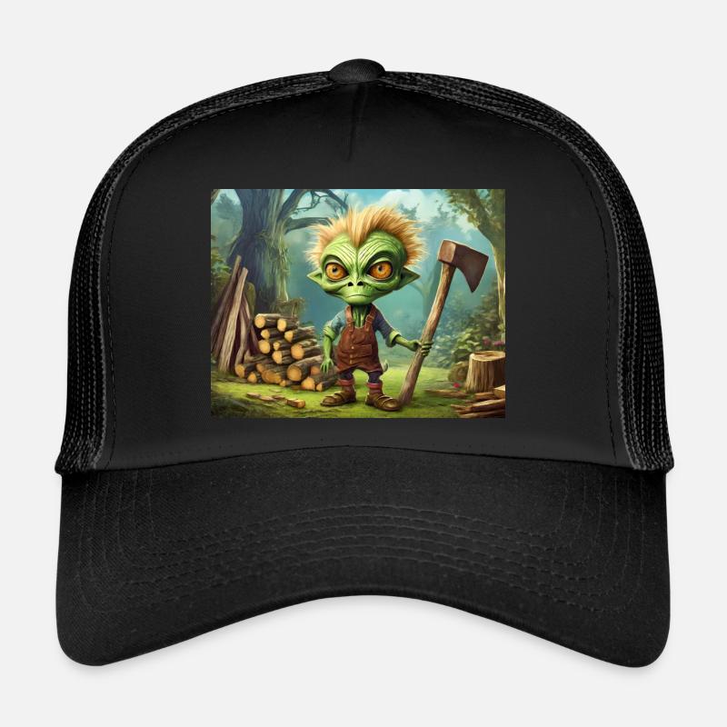 mignon petit vert rétro vintage alien coupe de bois Casquette trucker 