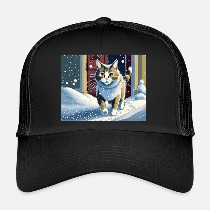 ABC, snow around the kitty ABC, die Katze lief im Trucker Cap
