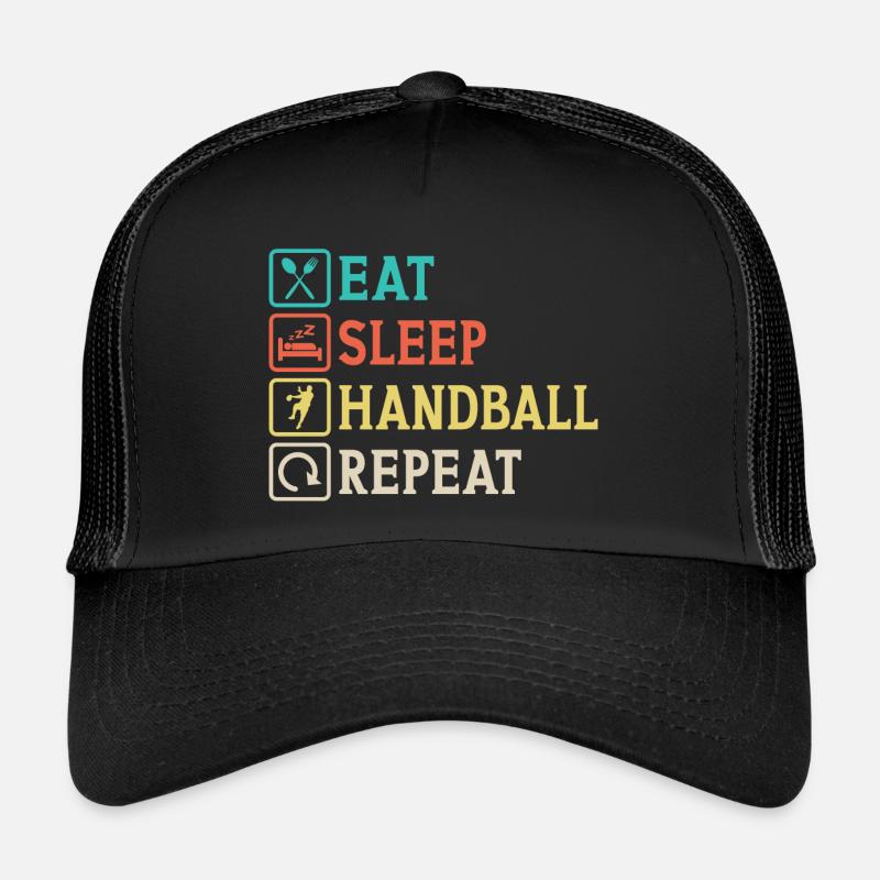 eat sleep handball repeat - Trucker Cap - black/black