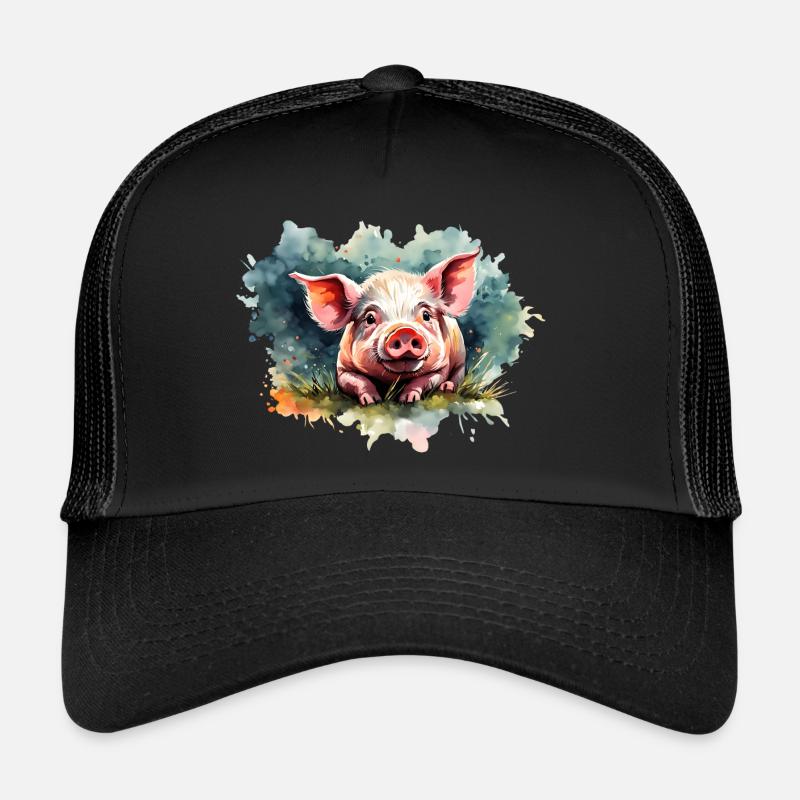 Süßes Schweinchen - Trucker Cap - Schwarz/Schwarz