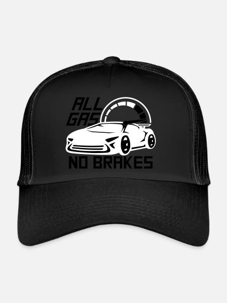 All Gas No Brakes disant qu'il aime conduire une voiture de course - Casquette trucker  - noir/noir - Devant