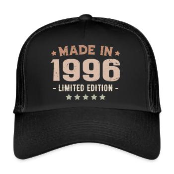 Baujahr 1996 Geburtstagsgeschenk 1996 Jahrgang 1996 - Trucker Cap - Schwarz/Schwarz - Vorne