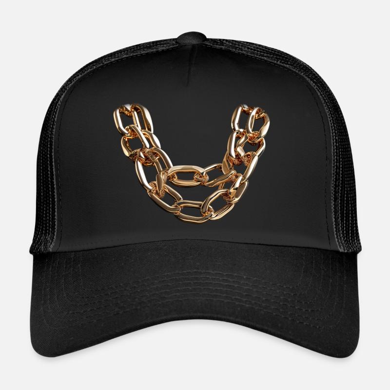 Shiny gold bold chain Trucker Cap