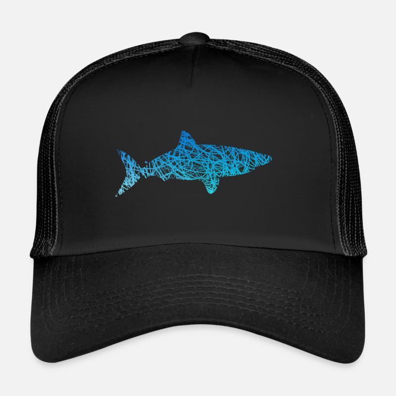 Blanc Requin Doodle Couleurs Requin Casquette trucker 