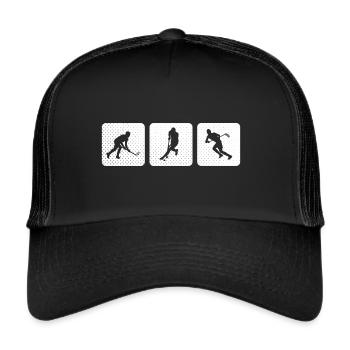 Floorball Unihockey Spiel Design Floorball Spieler - Trucker Cap - Schwarz/Schwarz - Vorne