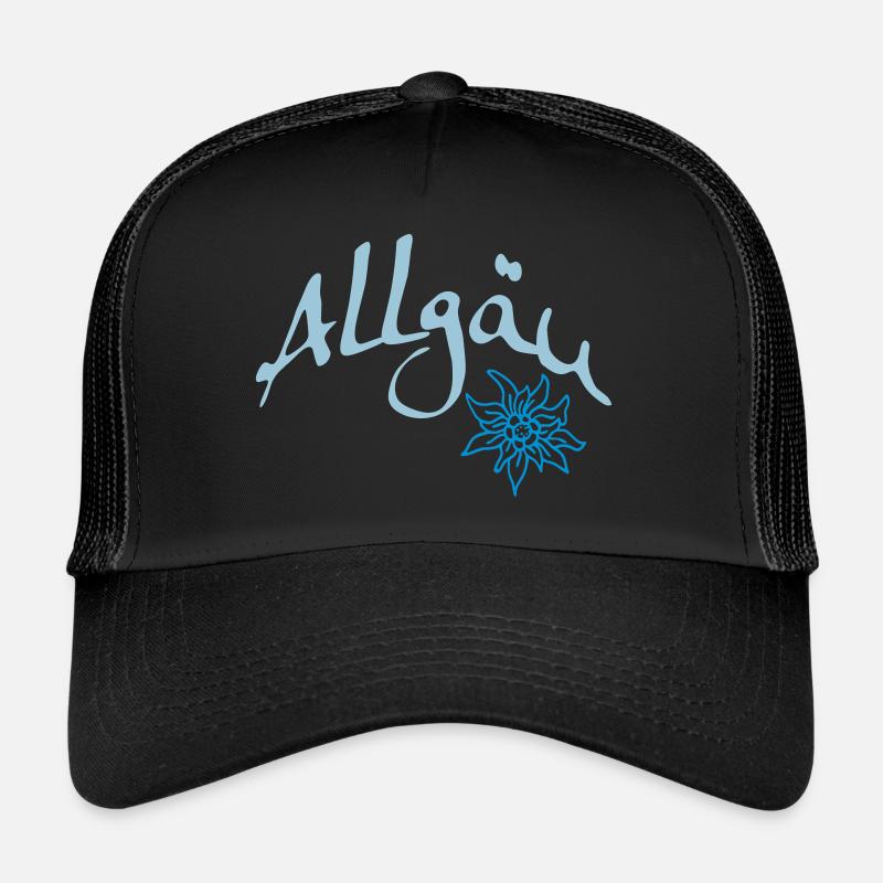 Allgäu & Edelweiß - Trucker Cap - Schwarz/Schwarz