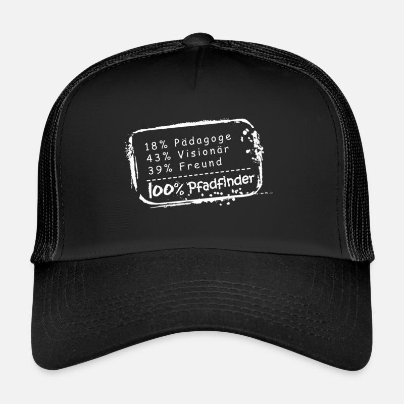 18% Pädagoge 100% Pfadfinder - Trucker Cap - Schwarz/Schwarz