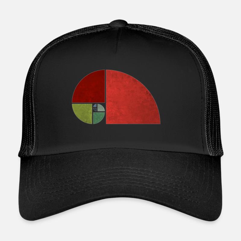 Fibonacci Kurve goldener Schnitt Retro used optik - Trucker Cap - Schwarz/Schwarz