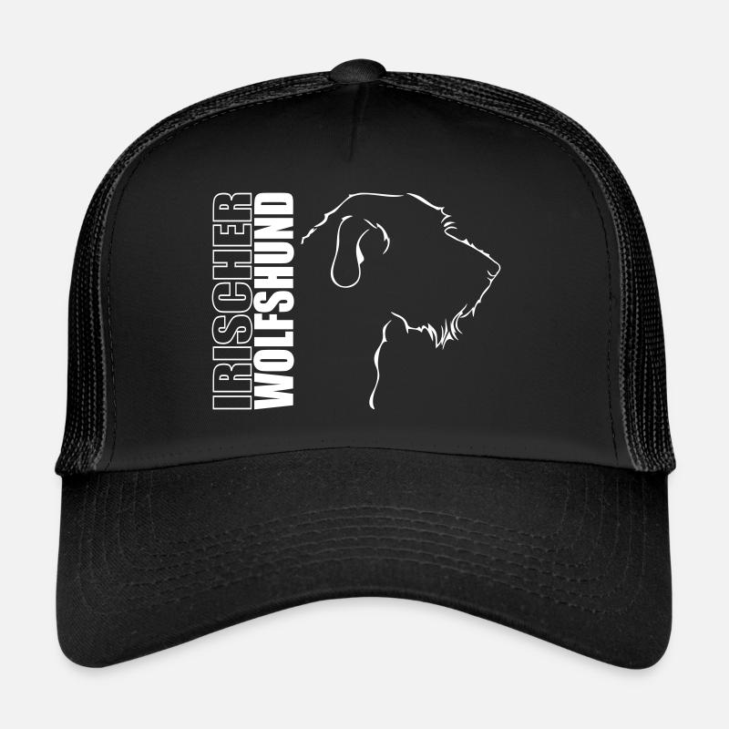 IRISCHER WOLFSHUND PROFIL WILSIGNS - Trucker Cap - Schwarz/Schwarz