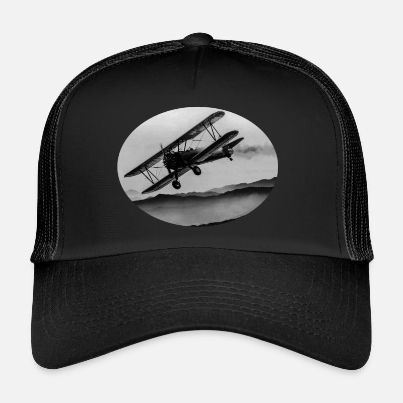Flugzeug - Trucker Cap - Schwarz/Schwarz
