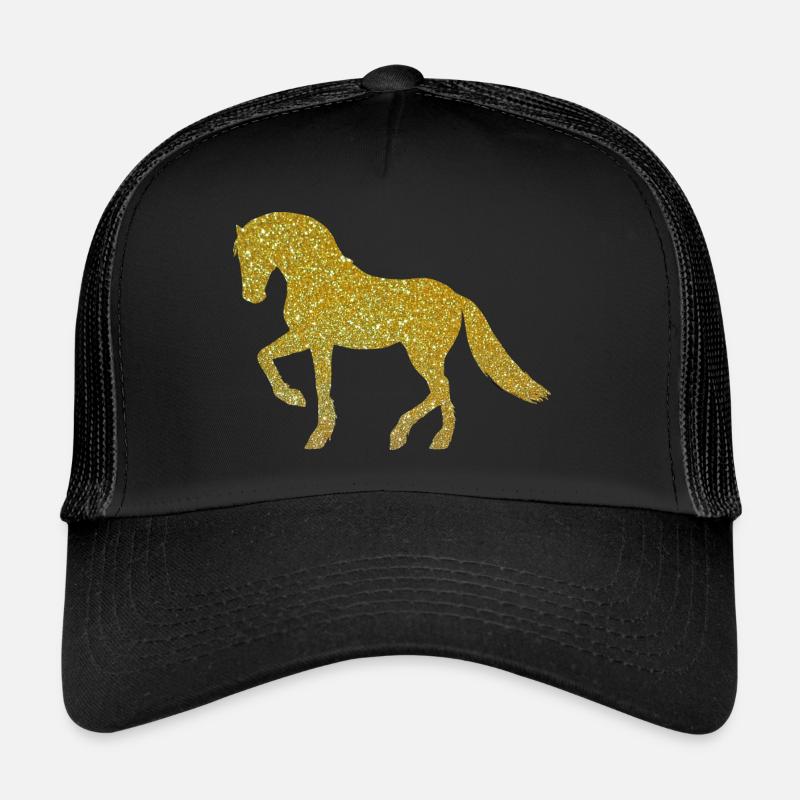 Goldenes Pferd - Trucker Cap - Schwarz/Schwarz