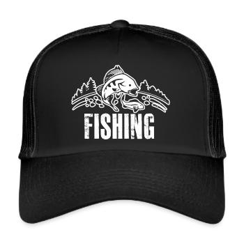 fishing fishing fisherman fish fishing fish - Trucker Cap - black/black - Front