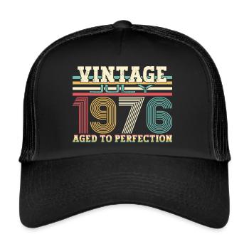 Vintage Juli 1976 46. Geburtstag Herren 46 Jahre - Trucker Cap - Schwarz/Schwarz - Vorne