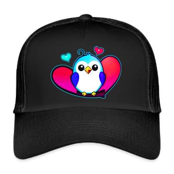 Mignon oiseau coloré avec des cœurs - Casquette trucker  - noir/noir - Devant