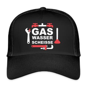 Gas Wasser Scheisse Installateur Anlagenmechaniker - Trucker Cap - Schwarz/Schwarz - Vorne