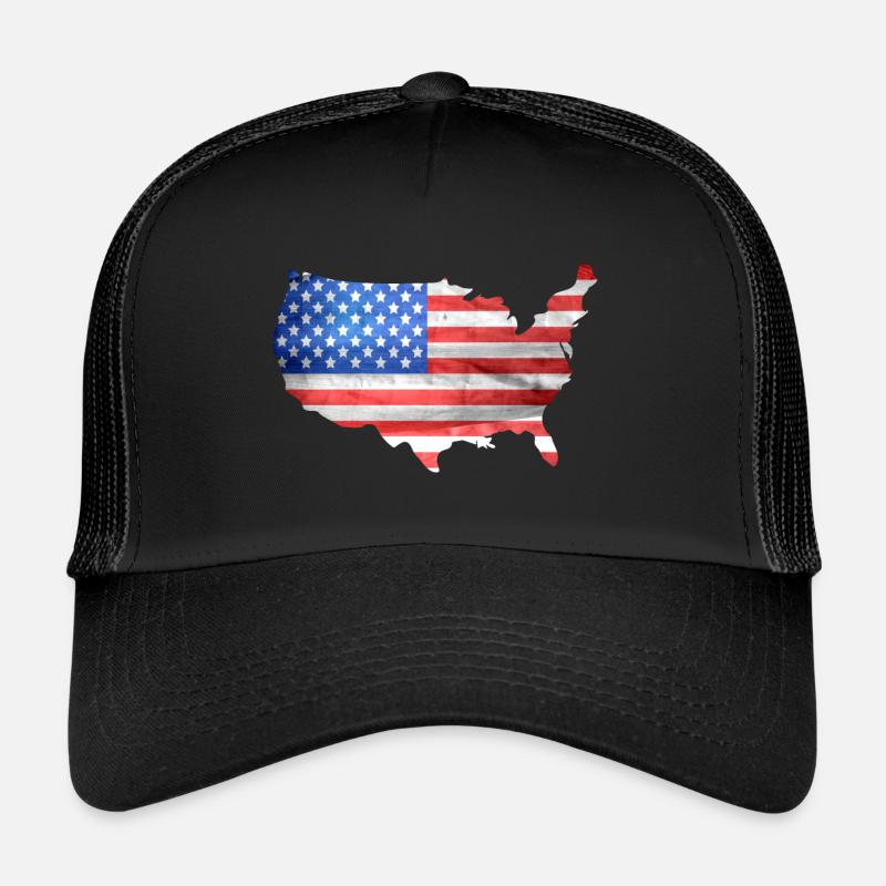 USA Flagge Geschenk - Trucker Cap - Schwarz/Schwarz
