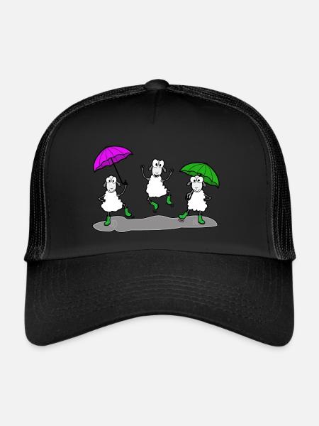 Mouton dansant avec parapluie - Casquette trucker  - noir/noir - Devant