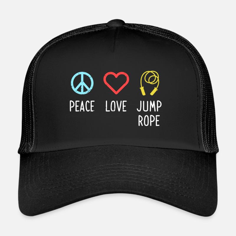 Corde à sauter Peace Love - Casquette trucker  - noir/noir