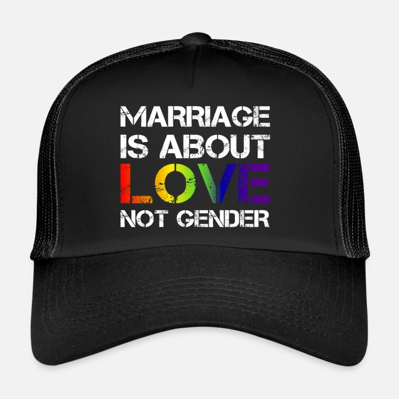 LGBT Marriage is about love Gay Pride CSD Ehe - Trucker Cap - Schwarz/Schwarz