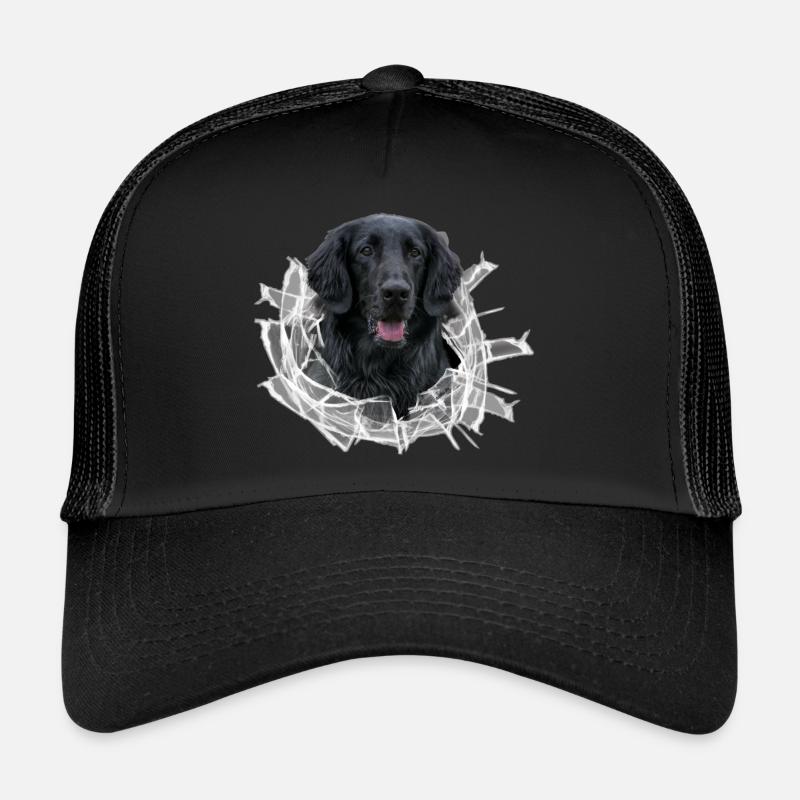 Flat Coated Retriever in glass hole - Trucker Cap - black/black