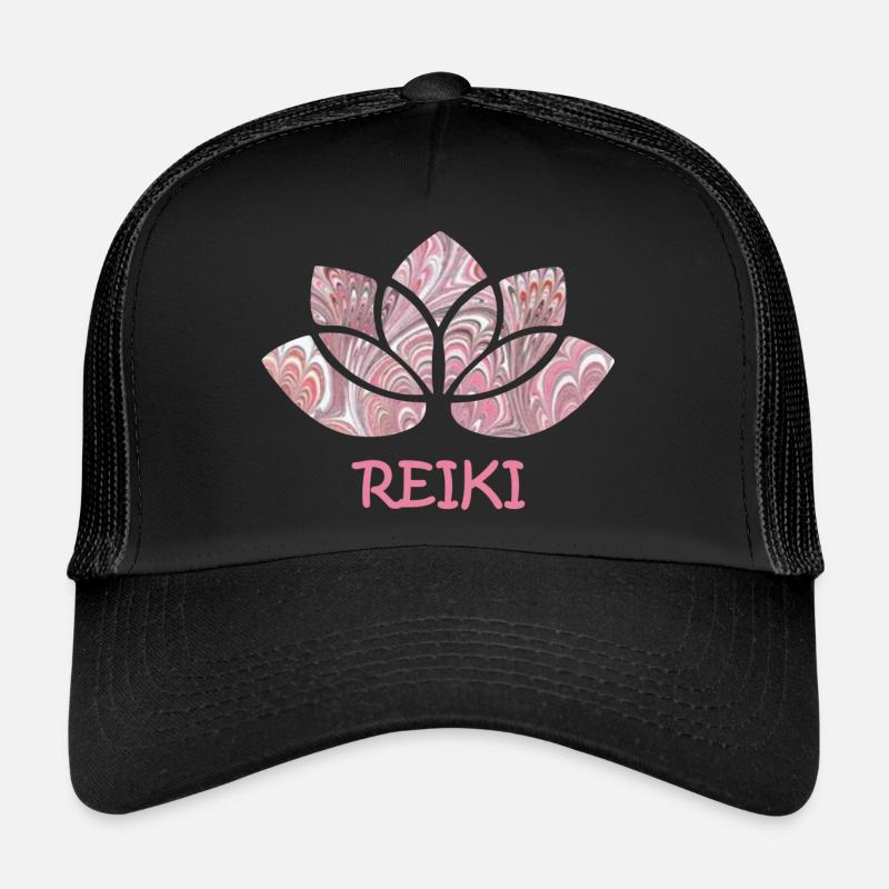 reiki with lotus e 65 - Trucker Cap - black/black