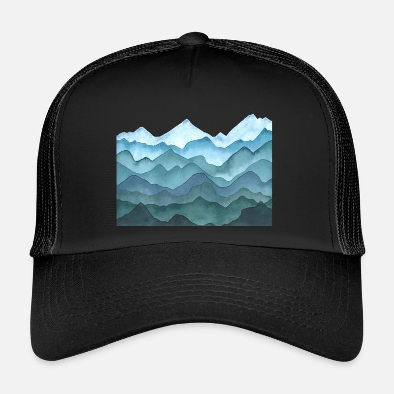 Landschaft mit Hügeln oder Bergen - Aquarell Trucker Cap