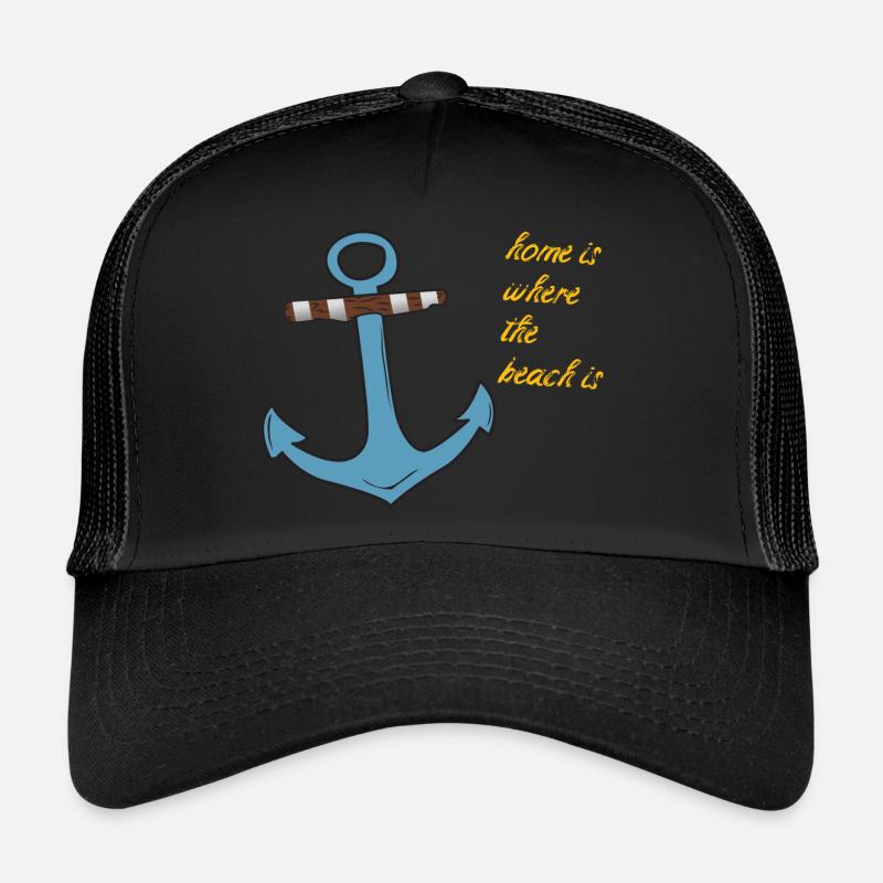 Anker Home is where the beach is - Trucker Cap - Schwarz/Schwarz