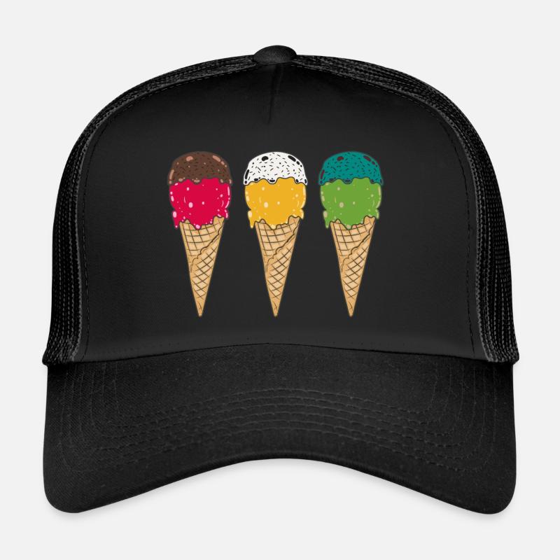 Ice Cream Ice Cream Cone Waffle Ice Cream Summer Feeling Trucker Cap