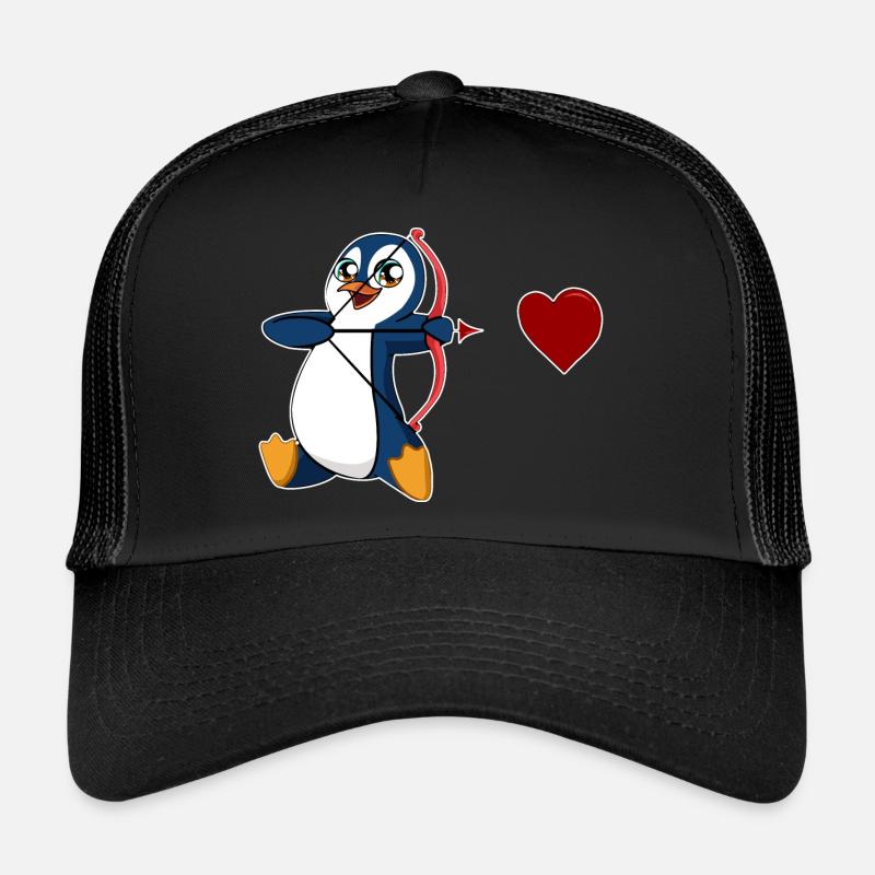 pinguin valentinstag kaiserpinguin königspinguin - Trucker Cap - Schwarz/Schwarz
