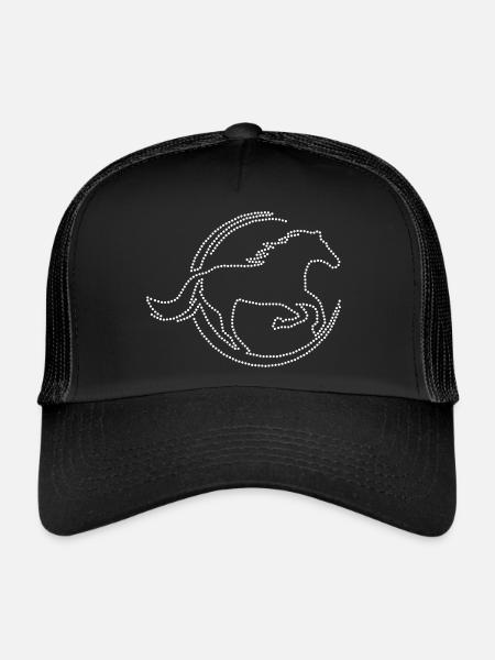 Horse Rhinestone - Trucker Cap - black/black - Front