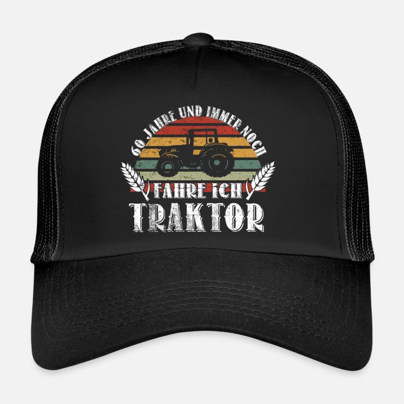 60 Geburtstag Landwirt Bauer Traktor 60 Jahre - Trucker Cap - Schwarz/Schwarz