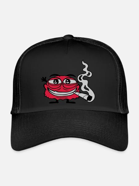 Fumer de l’herbe drôle de monstre - Casquette trucker  - noir/noir - Devant