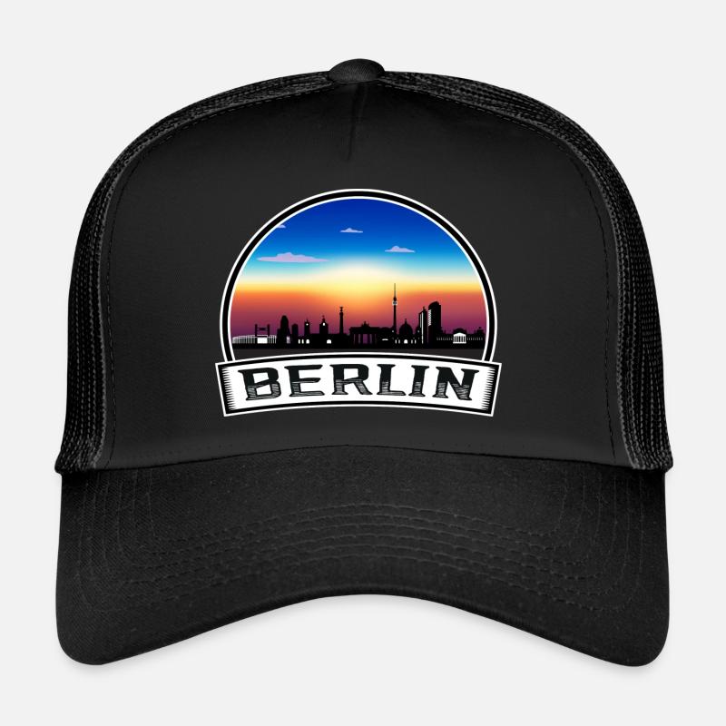 Berlin Skyline Retro Sun lettrage Casquette trucker 